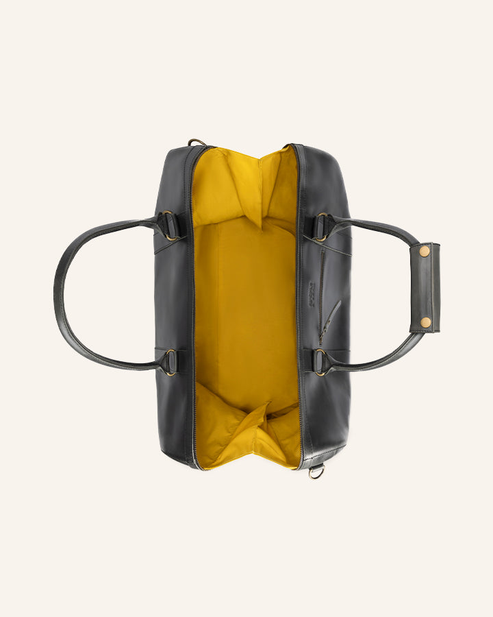 Leather Weekender Willow Anthracite | Yellow