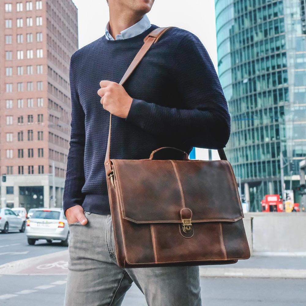 Leather Briefcase Sierra