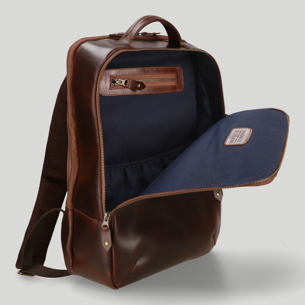 Leder backpack store