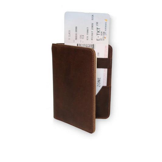 Leather Passport Holder Concorde Brown