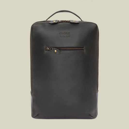 Leder Rucksack Leon Anthracite | Gelb