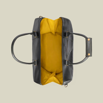 Leather Weekender Willow Anthracite | Yellow