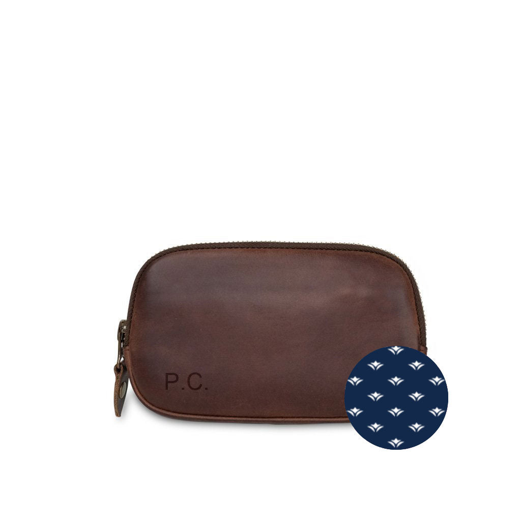 Leder Zip Wallet Karbon Braun / dots